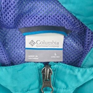 Columbia Kids Omni-Shield Windbreaker Jacket Teal Blue Purple Mesh L Large 14/16
